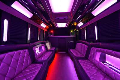 Plush seating on party bus