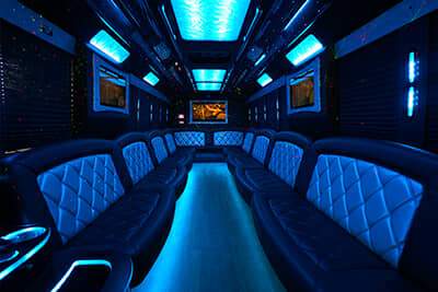 TV screens on party bus